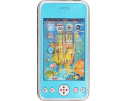 Speelgoed smartphone/mobiele telefoon blauw met licht en geluid 11 cm - Mobiele telefoons - Smartphones - Nep telefoons - Telefoontjes met licht en geluid