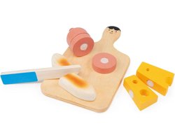 Speelgoed Snijplank - Kinder Keuken Speelgoed - Leren Koken - Met Klittenband - 18 x 10 cm - Houtkleur