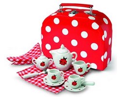 Speelgoed Theeserviesje in Koffer - Theeset Porselein - Lieveheersbeestje - Simply for Kids