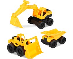 speelgoed werkvoertuigen - set van 3 - kiepwagen - graafmachine - schuiflader - kunststof