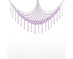 Speelgoedhangmat - Pluchen speelgoedopbergnet - Zacht en comfortabel - Hoek hangend gaas als decoratie voor aan de muur - Geschikt voor kinderkamers en slaapkamers -100*100*140cm-Paars