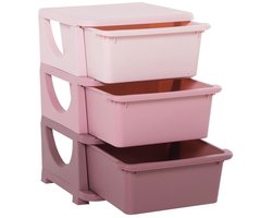 Speelgoedkast - Ladekast voor kinderen - Opbergkast - Kast - Meubel - Drie lagen - Kunststof - 37x37x56,5 cm - Geschikt voor slaapkamers, speelkamers, kinderkamers, woonkamers of kinderdagverblijven - Roze