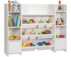 Speelgoedkast met 8 bakken - 94x139x30 cm - wit