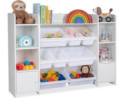 Speelgoedkast met bakken - 94x139x30 cm - wit