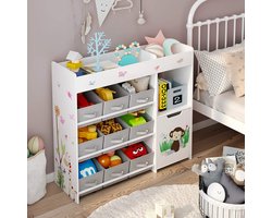 Speelgoedkast - Opbergkast voor speelgoed - Kinderkast - Speelgoed organizer - Boekenplank Voor Kinderkamer Opbergkast kinderen - Met lades - Baby Opbergdozen -90x80-Wit