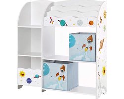 Speelgoedkast - Opbergkast voor speelgoed - Kinderkast - Speelgoed organizer - Opbergkast kinderen - Met vakken - 93 x 30 x 100 cm - Wit