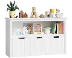 Speelgoedkast voor kinderen - commode met 3 laden - speelgoedorganizer voor kinderkamer en woonkamer - houten opbergkast (wit - 102 x 33 x 62 cm)