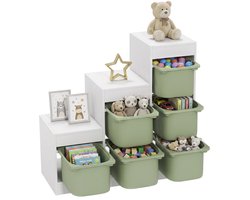 Speelgoedkast voor kinderen met 6 uitneembare bakken, 3 opbergniveaus, 96 x 38,5 x 90 cm, groen