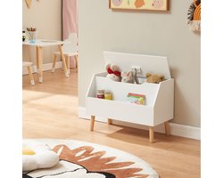 Speelgoedkist Aavanrar opbergkist wit en naturel 60x30x43 cm [en.casa]