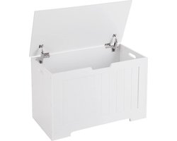 speelgoedkist, kist, bank met opbergruimte, zitkist, bank, opbergkist met grote capaciteit, 76 x 48 x 40 cm, wit LHS11WT