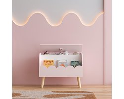 Speelgoedkist Vestnes roze en wit 60x30x44 cm [en.casa]