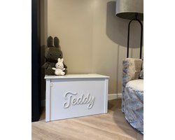 Speelgoedkisten - opbergkist - Joanslabel - hout Houten Speelgoedkist Modern met naam - gepersonaliseerd - handgemaakte
