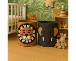 Speelgoedmand kinderen – Opbergmand Kinderkamer Wasmand – Kind Opbergzak speelgoed – Speelgoedkist decoratie - Set van 2
