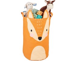 speelgoedmand kinderen - vos - opvouwbaar - 56x35 cm - kinderkamer - oranje-crème