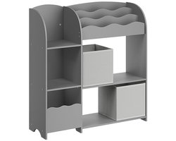 Speelgoedopberger - KidsZone - met 2 opbergdozen – voor speelkamer - duifgrijs