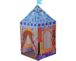 Speelgoedtopdeals - Speeltent ridder kasteel vierkant - 75x75x160cm - blauw