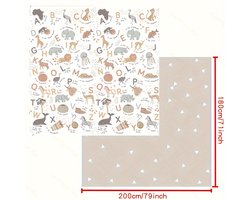 Speelmat Baby - Gemaakt van Foam - Letters & Dieren - 180 x 200 cm - Opvouwbaar - Dubbelzijdig - 180 x 200 cm - 1,5 cm dik - inclusief opbergtas