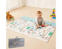 Speelmat – Speelkleed - Kinderen – Zachte Kruipmat met Levendige Auto & Stad Print – Speelmat foam - Baby - Opvouwbaar - 150x200cm - Inclusief opbergtas