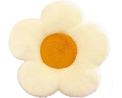 Speels Pluche Bloemenkussen - Zachte Kussenspeelgoed in Broodvorm - Decoratie En Comfort Kawaii Ontwerp - 1 Stuk - Voor Kinderen En Volwassenen Wit