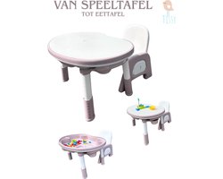 Speeltafel - 5 in 1 - Activiteiten Tafel - Bouwtafel- Aquaplay - Watertafel - Zandtafel - Tekentafel - Leestafel - Kindertafel - Geschikt Voor (Kleine) Bouwstenen - Wit/Blauw - Inclusief Met Stoel-Compatibel met grote merken - Cadeau