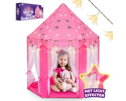 Speeltent met Lichteffecten - Prinses Kasteel - Kindertent - 125 cm Hoog - Indoor en Outdoor - Inclusief Gordijnen - Roze