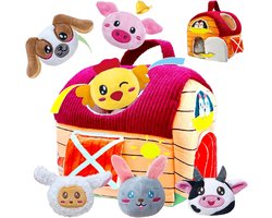 Speeltjes voor pasgeborenen voor baby's van 6-12 maanden, boerderij, speeltjes met ratel, gerimpeld papieren spiegeltje, mobiele Montessori-speeltjes, motorische vaardigheden
