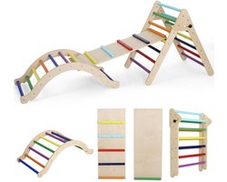 Speeltoestellen - Klimladder - Klimrek - met Glijbaan en Ramp – Vouwbare - Houten Speelset - voor Kinderen, Veilig en Stevig, Binnen & Buiten