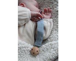 Speenkoord - katoen - Blauw - houten knop - fopspeen - accessoires baby - speenketting - baby - kraamcadeau - stof - speenkoord jongen - speenkoord meisje - speenkoord katoen