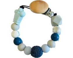 Speenkoord Kroon blauw – Unisex jongen / meisje – Speenketting kralen - Baby - Kraamcadeau