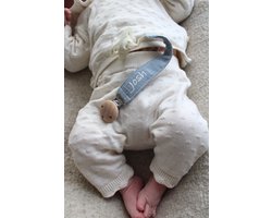 Speenkoord met naam - katoen - blauw - houten knop - speenketting met naam - mommy musthaves - baby - gepersonaliseerd kraamcadeau - stof - jongen - meisje - fopspeen - accessoires baby - katoen - ZIE BESCHRIJVING VOOR HET DOORGEVEN VAN DE NAAM