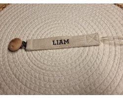 Speenkoord - spenenketting - Baby - Badstof - met naam geborduurd - in zes kleuren koord en tien kleuren garen
