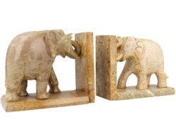 Speksteen olifant set boekensteunen 11,5 cm
