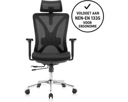 SPHERITE® Ergonomische Bureaustoel - Bureaustoelen voor Volwassenen - Verstelbaar EN1335/NEN1335 - Ademend Mesh - 3D Armsteunen + 2D Hoofd- & Lendesteun - Office Chair - Zwart