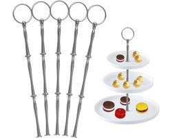 SPHProducts - Cake Stand - Etagère - 5-laags - Zilver - Hoogwaardige taartstandaard - Perfect voor bruiloften en feesten - Stijlvol design