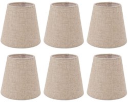 SPHProducts - Kleine Lampenkap Set - Clip Op Lampenkap - Set van 6 - Linnen Kroonluchter Tinten - Geschikt voor E14-lamp - 3.7x5.5x5.1inch