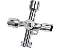 SPHProducts - Radiator Ontluchtingssleutel - Multifunctionele Utility Key - Zilver - Voor Meter Box en Elektrische Kast - 4-in-1 Sleutel voor Gas Meter