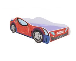 Spiderman autobed - Peuterbed met Matras - Kinderbed - Juniorbed 160 x 80 cm - Rood - Maxi Huis