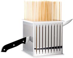 Spiedini SatéMaker/SpiesMaker pakket - Rijgen en snijden van 100 sate - Set: vleeskubus, mes en 1.000 houten stokjes - Materiaal: kunststof/rvs