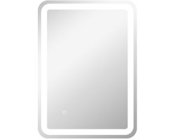 Spiegel 50 x 4 x 70 cm Zilver Glas Badkamer Spiegel Kledingkast Spiegel Make-up Spiegel Met 3 lichtkleuren en touchschakelaar Geschikt voor badkamer, slaapkamer, woonkamer, toilet