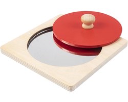 Spiegel, Baby Spiegel Knop Puzzel, Rond Houten Speelgoed in Geometrische Vorm Vroege Educatieve Speelgoed Geschenken voor Pasgeborenen, Baby's, Peuters 6-12 Maanden