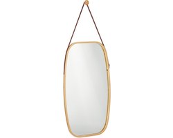 spiegel - bamboe lijst - verstelbare band - ovaal - modern - slaapkamer - natuur