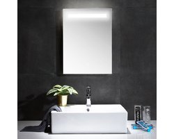 Spiegel Bas Glas - Breedte 45 cm - Hoogte 60 cm - Diepte 3.2 cm - Met verlichting