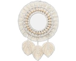 Spiegel - bohemian/boho spiegel - Wanddecoratie - Wandspiegel - 50*30*1cm - beige - katoenen draad