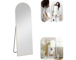 Spiegel - Boogvormige gehele lichaams spiegel - Make up spiegel-Rechtopstaande volledige spiegel - Helder - Krasbestendig - Versterkt - Geen installatie nodig - Huisaccessoires - Geschikt voor kleedkamer, outfitkeuze, kledingwinkels (geel, 50*150cm)