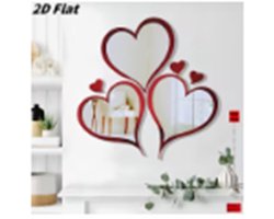 Spiegel - drie stuks - hart - rood - 2D vlak - 3 hartjes