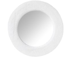 Spiegel - fluffy - wit - teddy - 40 cm - rond
