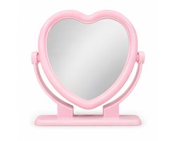Spiegel HEARTY - Roze Kinder spiegel - Kunststof - 15 cm - My first mirror - Kinder Spiegel Hartvorm – Make-up Spiegel – Schattige Tafels Spiegel voor Meisjes
