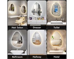 spiegel - LED badkamerspiegel met licht - druppelvorm muur make-upspiegel 3 kleuren led badkamer make