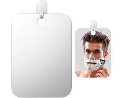 Spiegel - Make-upspiegel - Anti-condens douchespiegel - Scheerspiegel voor mannen - Kleine make-upspiegel - Met haakje - Scheerspiegel, geschikt voor reizen en kamperen, onbreekbaar materiaal, unisex, (17x13 cm)
