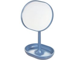 Spiegel met Bakje, Staand, 16.5 x 11.3 x 19.8 cm, Kunststof, Blauw - iDesign | Cade